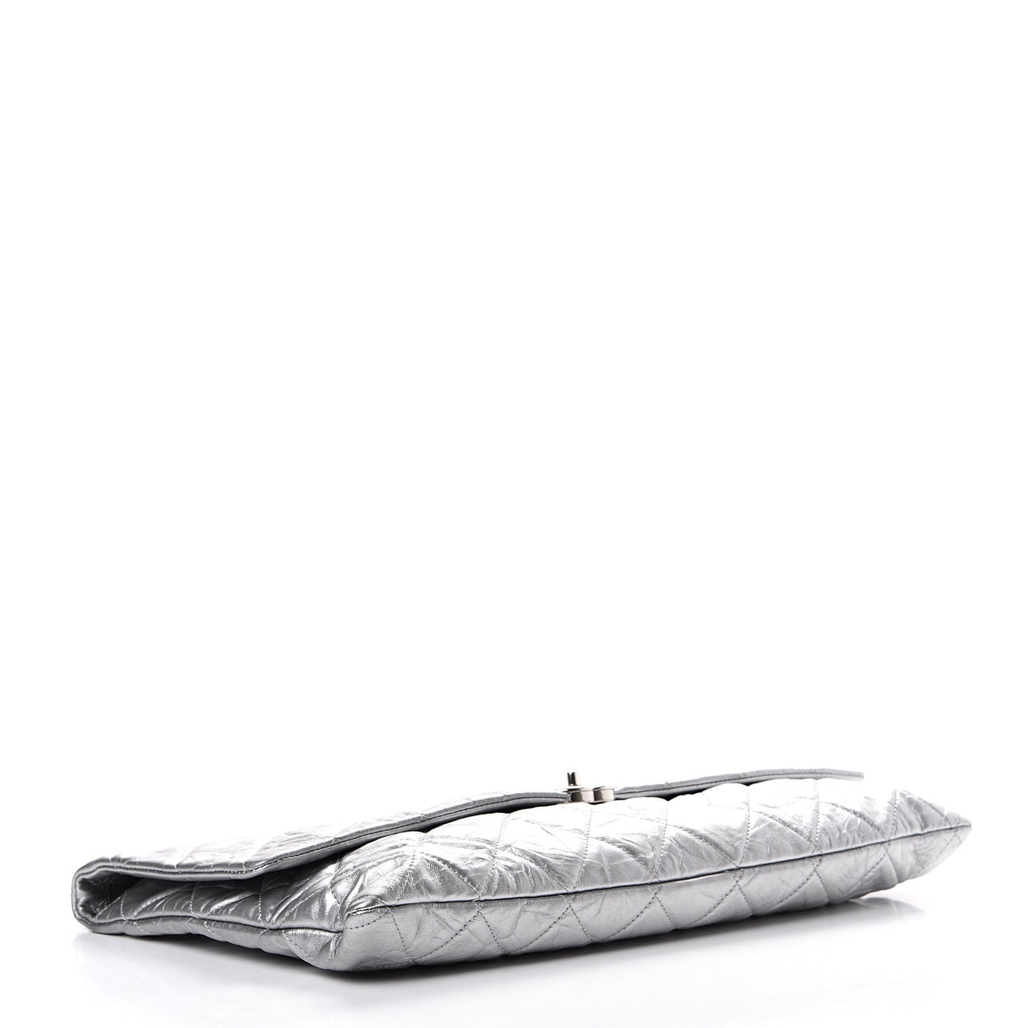 Metallic Crumpled Calfskin Big Bang Large Flap Bag Silver