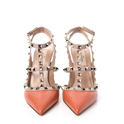 Valentino Garavani Nappa Rockstud Ankle Strap Pumps 37 Orange Poudre 2 of 8