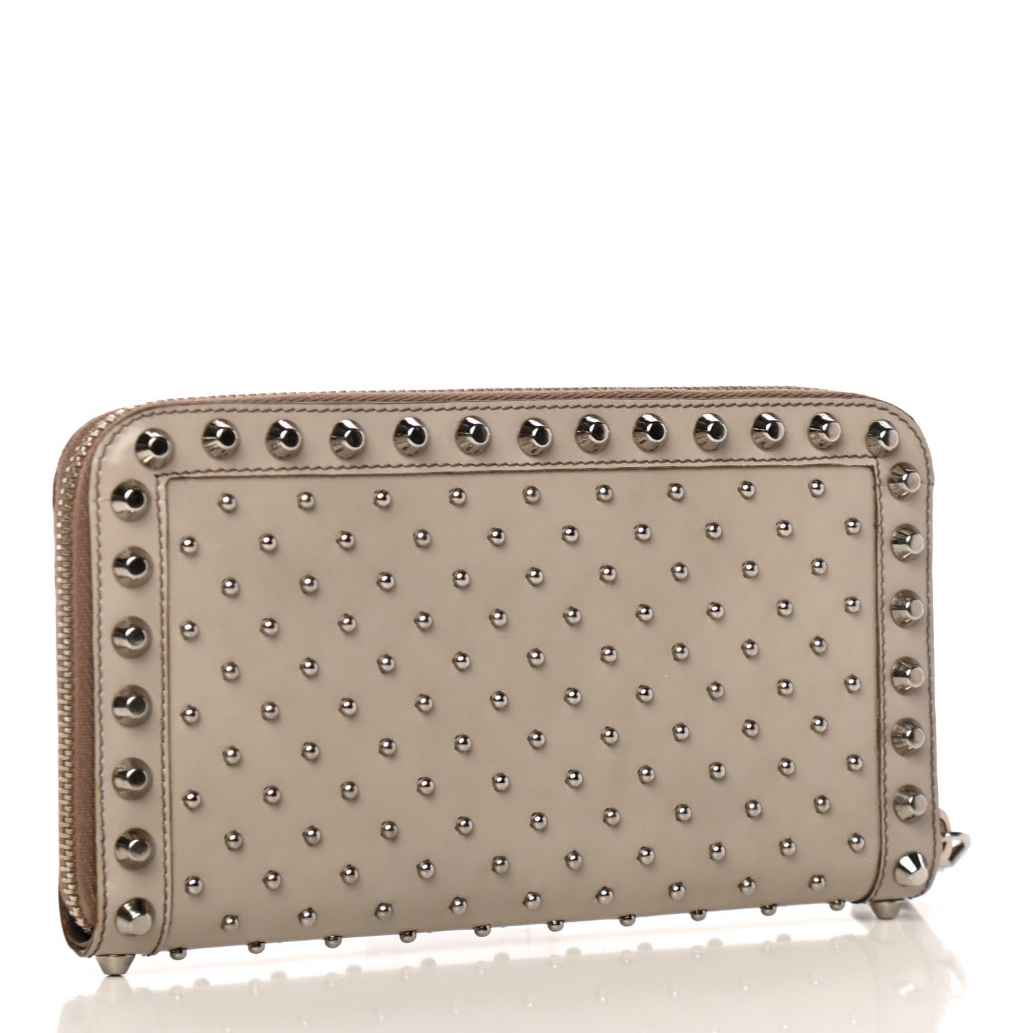 Prada Spazzolato Studded Zip Around Wallet Quarzo 3 of 8