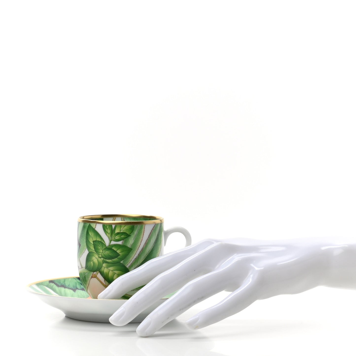 Porcelain Passifolia Coffee Cup And Saucer Set Of 2