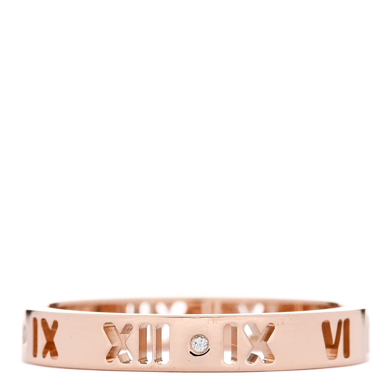 Tiffany 18K Rose Gold Diamond Narrow Atlas Pierced Ring 60 9.25 1 of 5