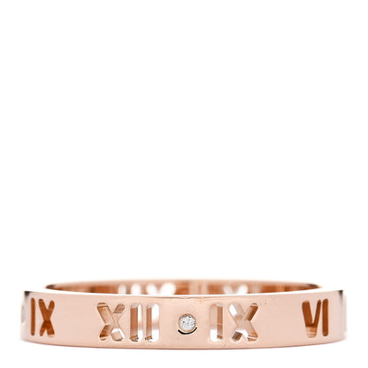 Tiffany 18K Rose Gold Diamond Narrow Atlas Pierced Ring 60 9.25 1 of 5