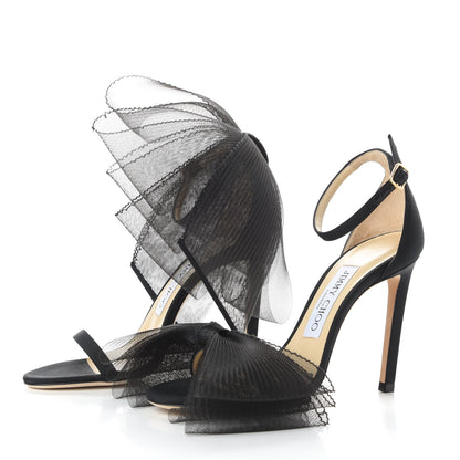 Jimmy Choo Grosgrain Aveline Bow 100 Sandals 35 Black 3 of 8