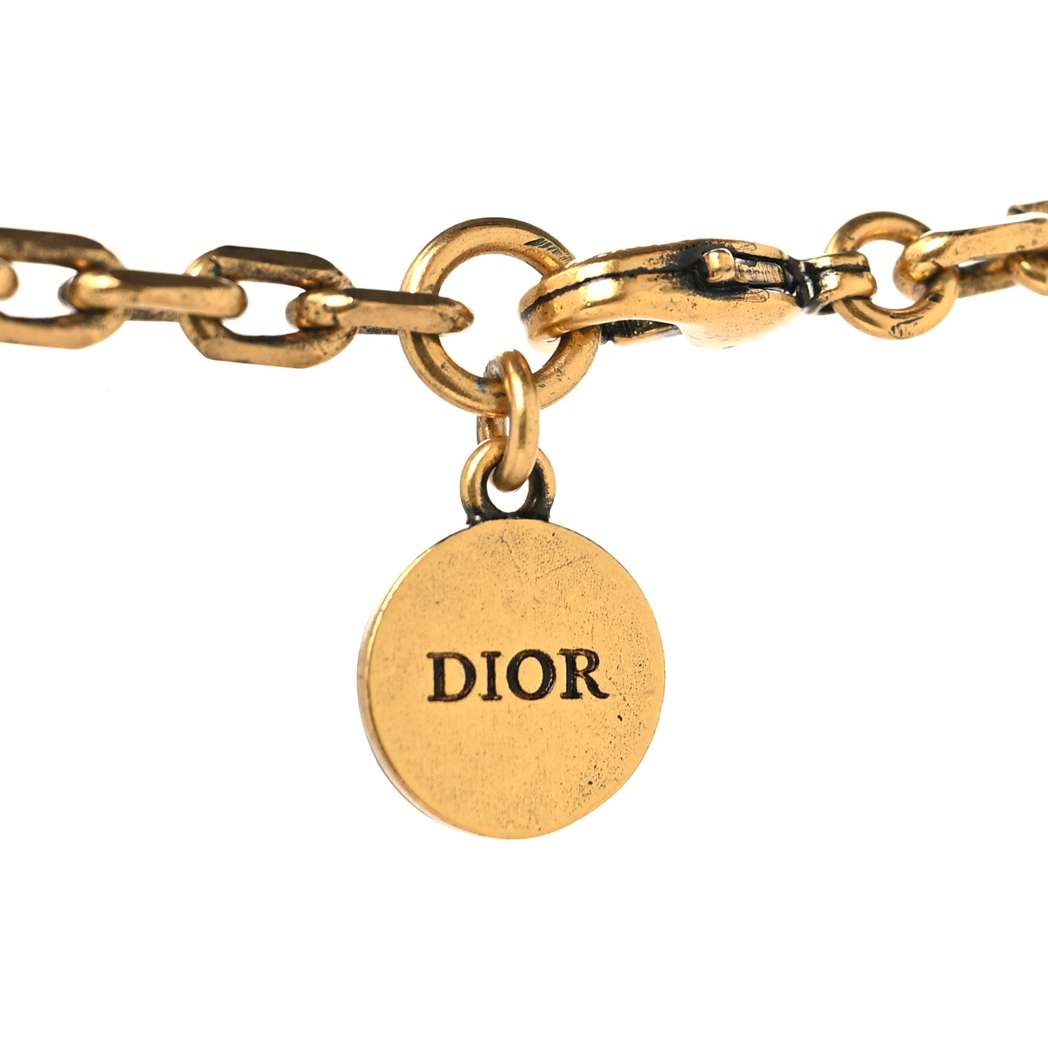 Christian Dior Metal Pearl Crystal J'Adior Choker Necklace Antique Gold 4 of 4