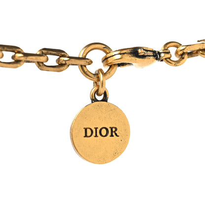 Christian Dior Metal Pearl Crystal J'Adior Choker Necklace Antique Gold 4 of 4