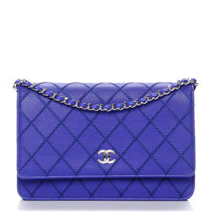 Chanel Calfskin Quilted Fancy CC Wallet On Chain WOC Blue 1 of 8