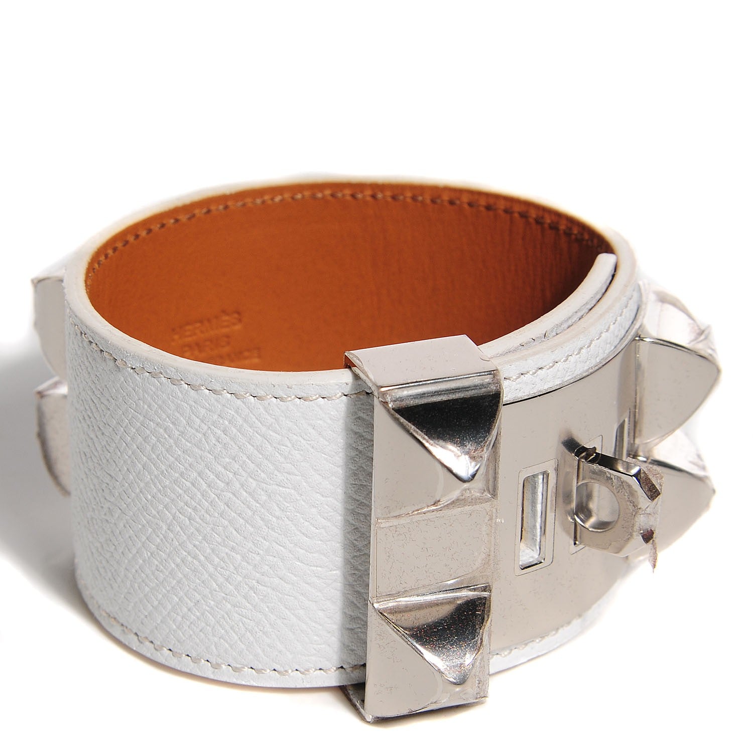 Hermes Epsom Collier de Chien CDC Bracelet Large White 3 of 7