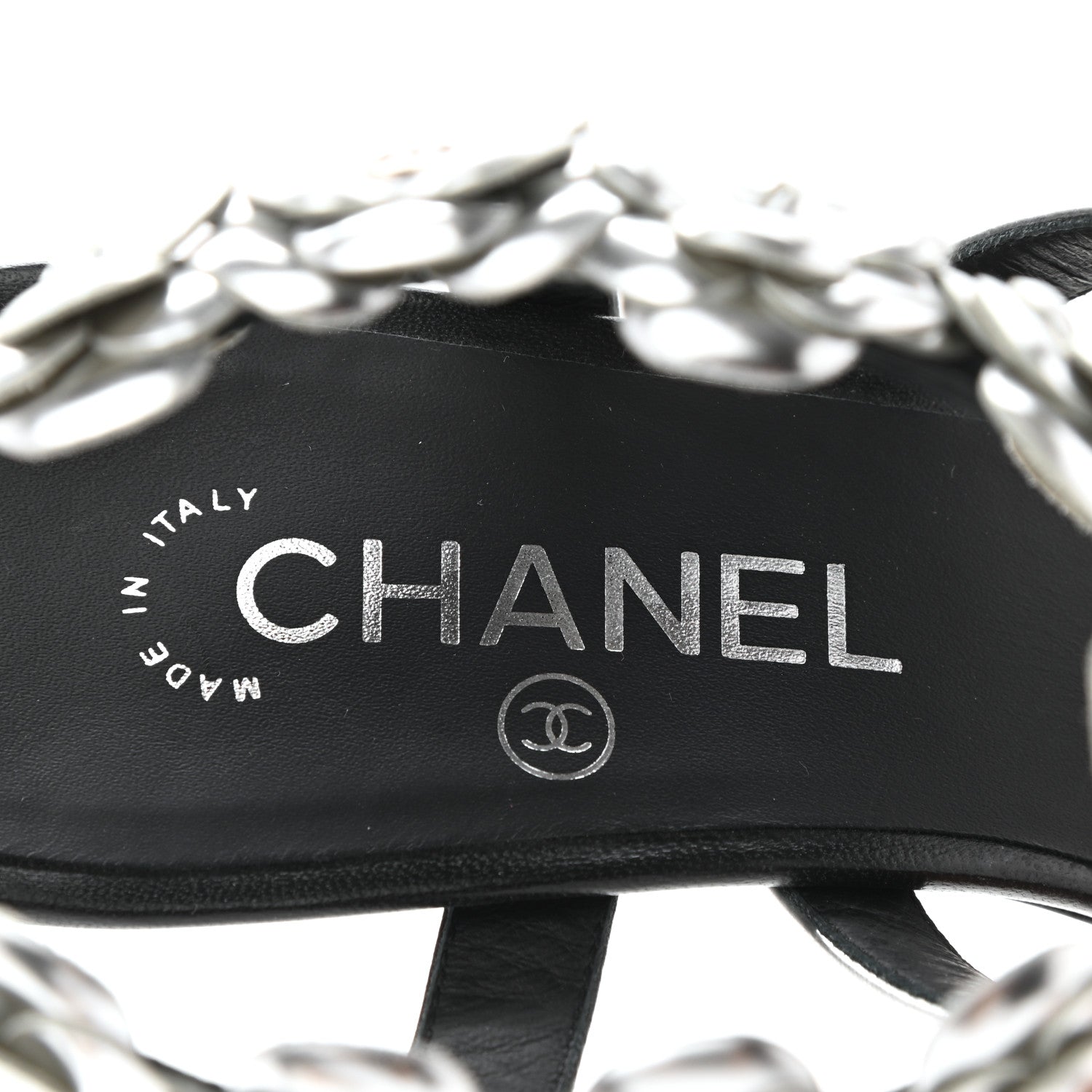 Chanel Lambskin Patent Camellia Ankle Strap Sandals 39 Black 6 of 8