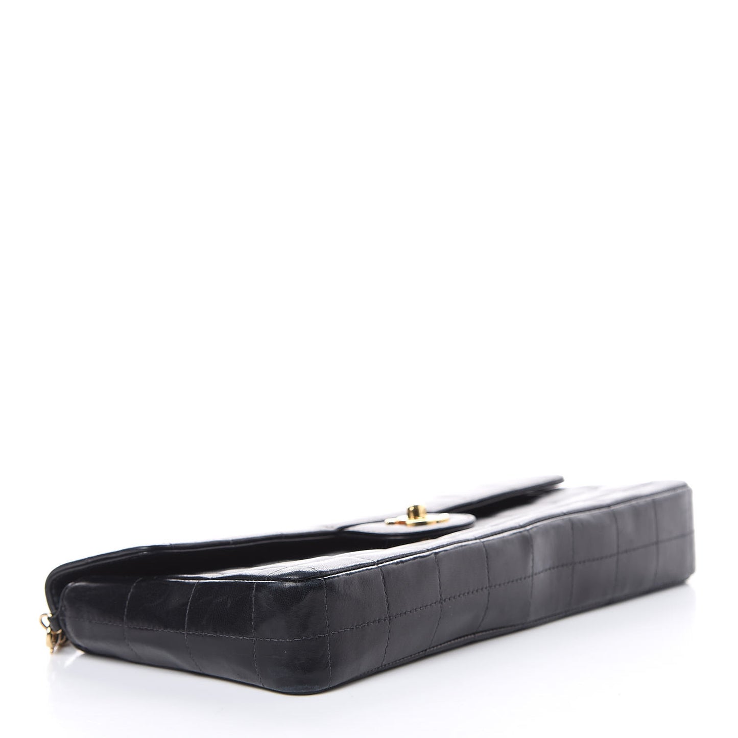 Lambskin East West Chocolate Bar Flap Black