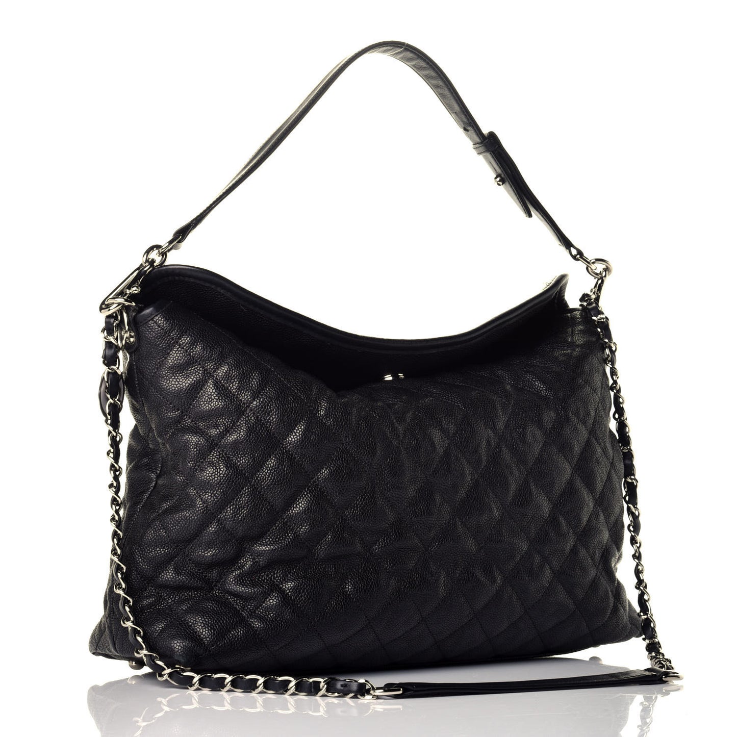Caviar Quilted French Riviera Hobo Black
