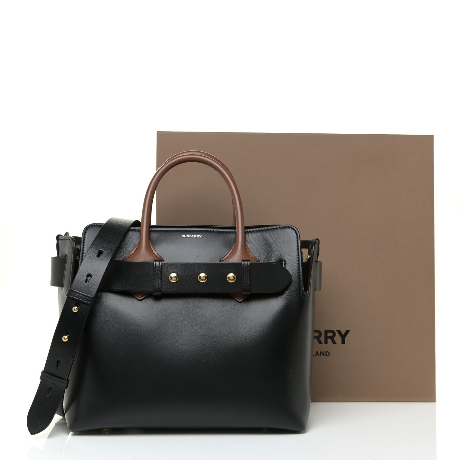 Burberry Soft Grain Calfskin Small Belt Bag Black Tan 22 of 22