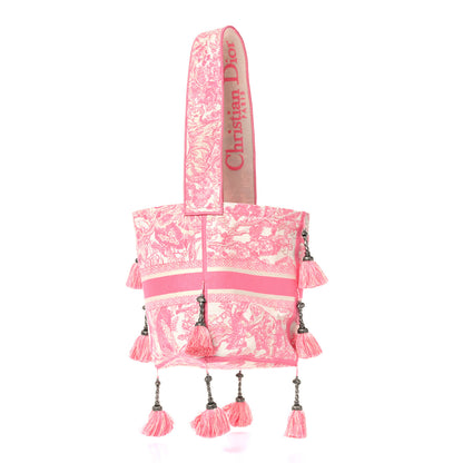 Christian Dior Canvas Reverse Embroidered Toile De Jouy D-Bubble Bucket Bag Peony Pink 3 of 12