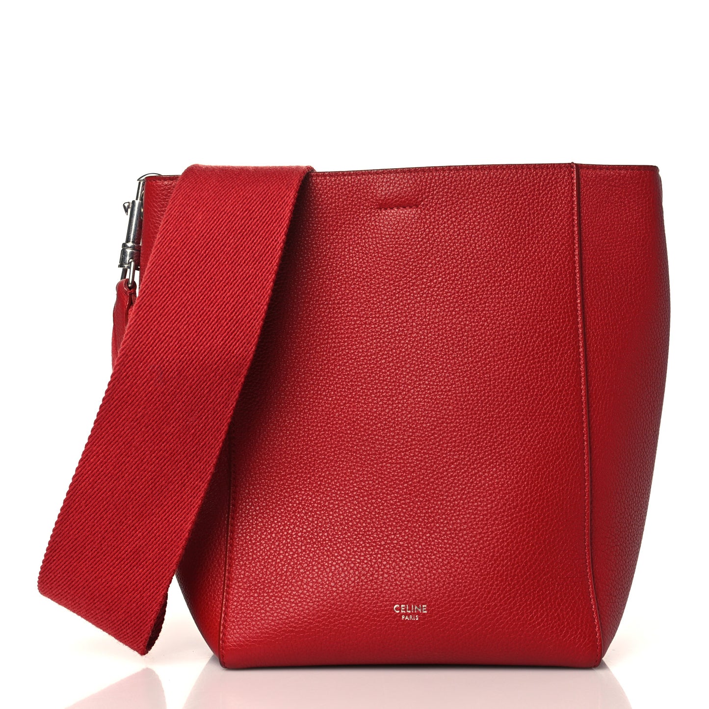 Soft Grained Calfskin Small Sangle Bucket Bag Red