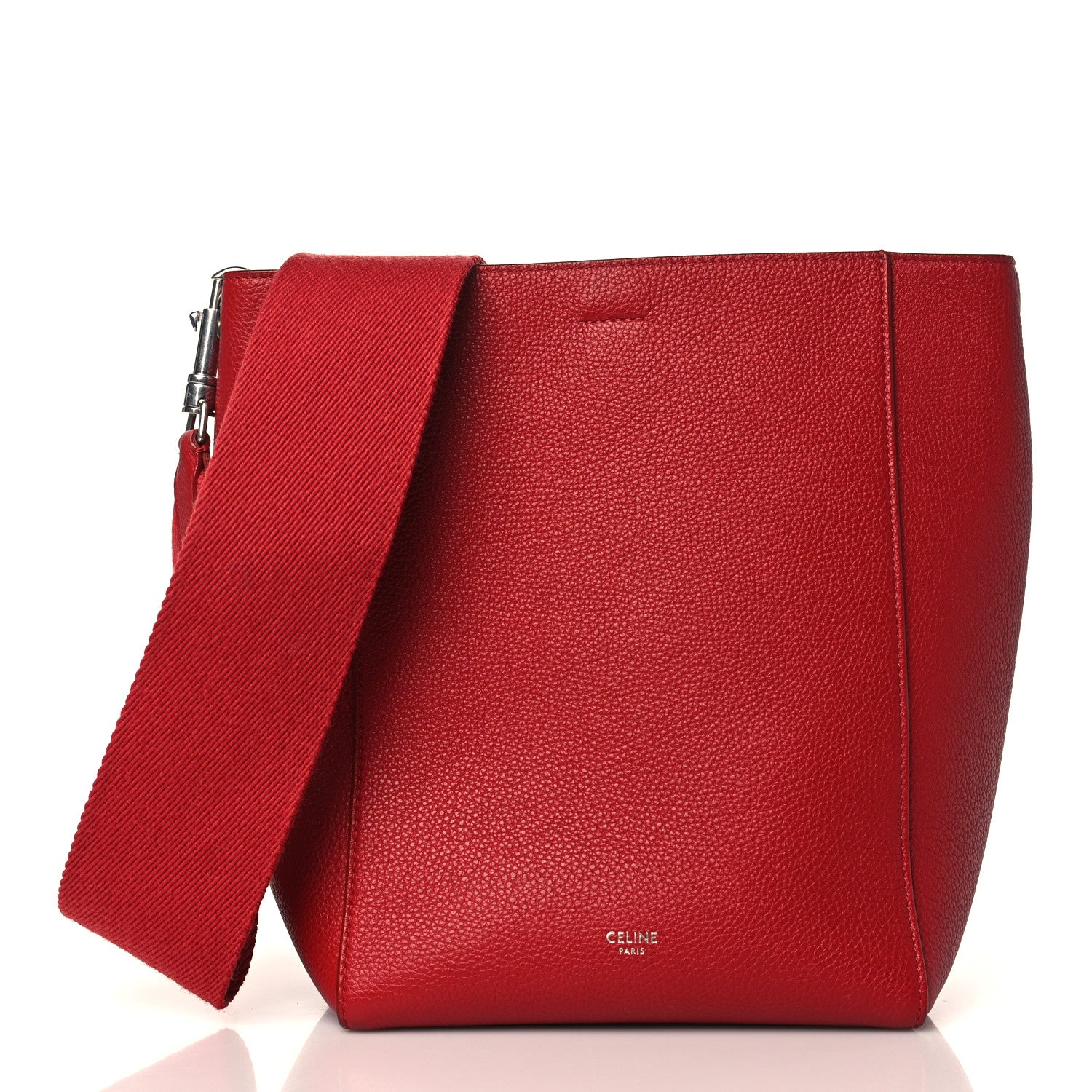 Celine Soft Grained Calfskin Small Sangle Bucket Bag Red 1 of 9