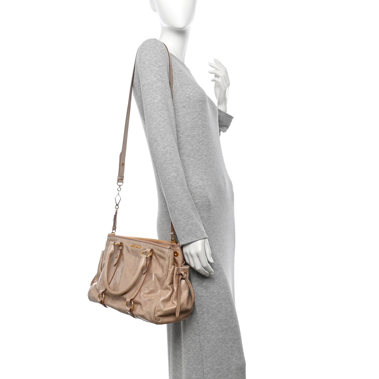 Vitello Shine Double Zip Tote Cammeo
