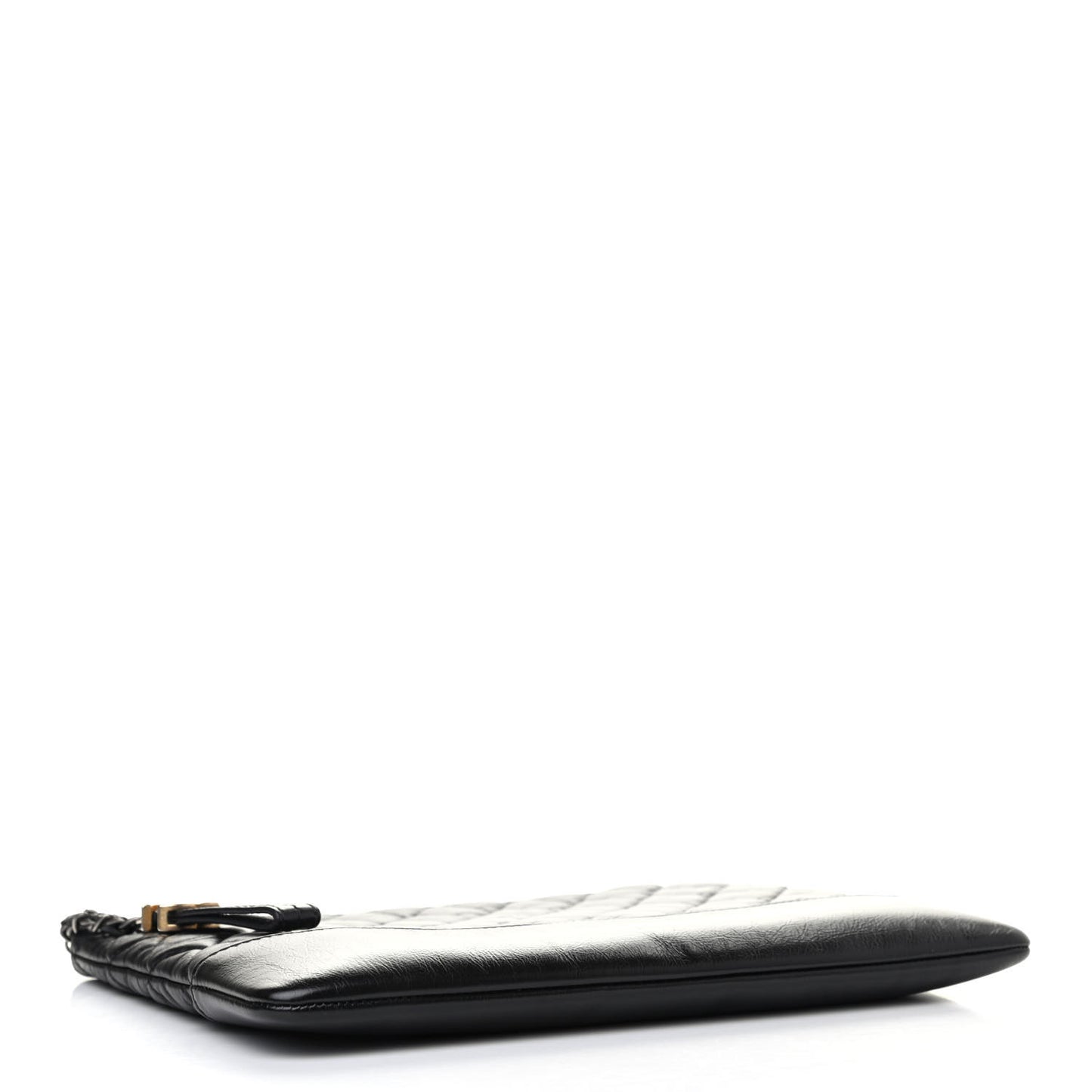 Aged Calfskin Quilted Medium Gabrielle Cosmetic Case Black