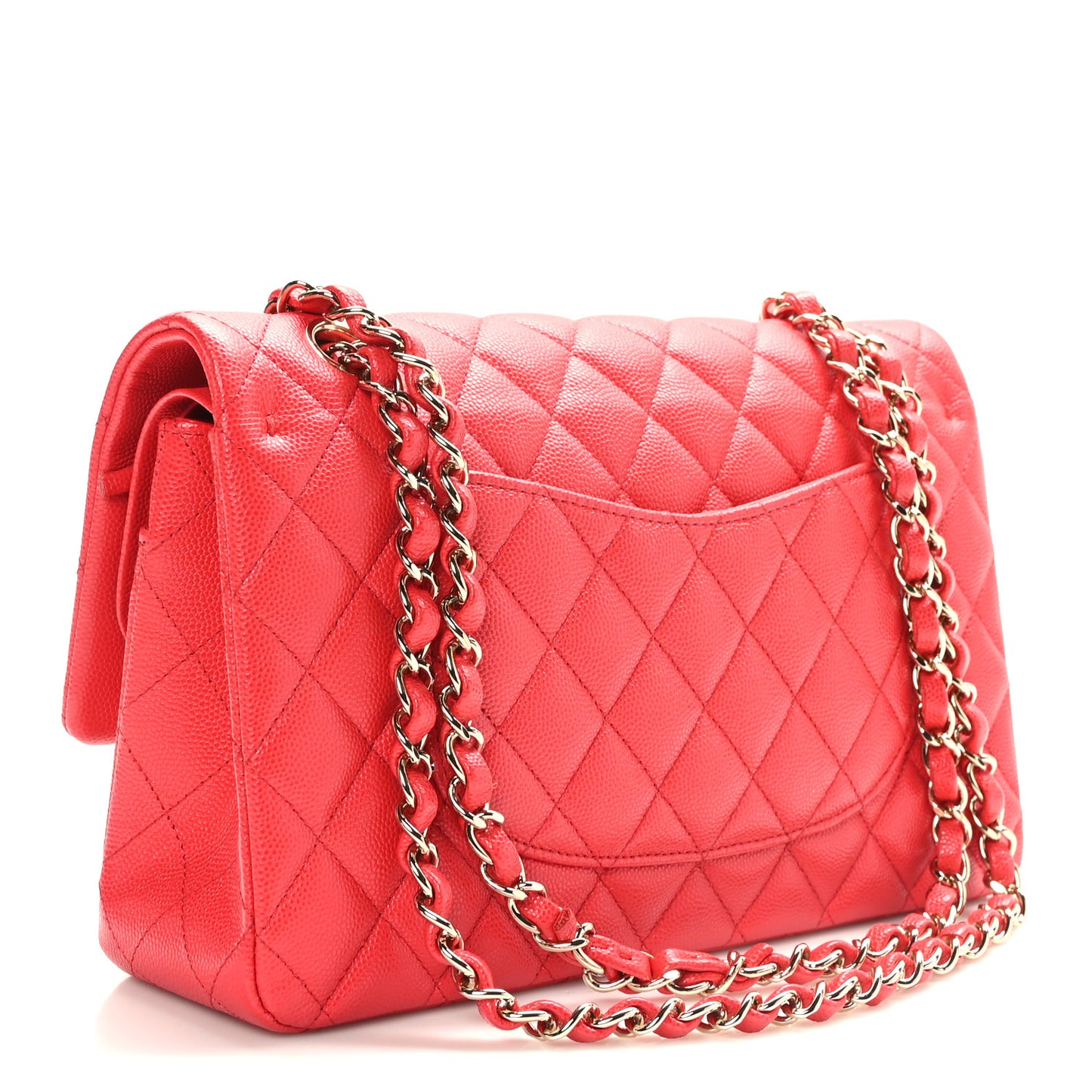 Caviar Quilted Medium Double Flap Red