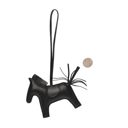 Hermes Milo Lambskin Grigri Rodeo Horse Bag Charm MM So Black 2 of 3