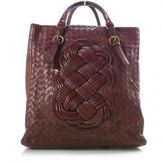 Nappa Intrecciato Tote Dark Red