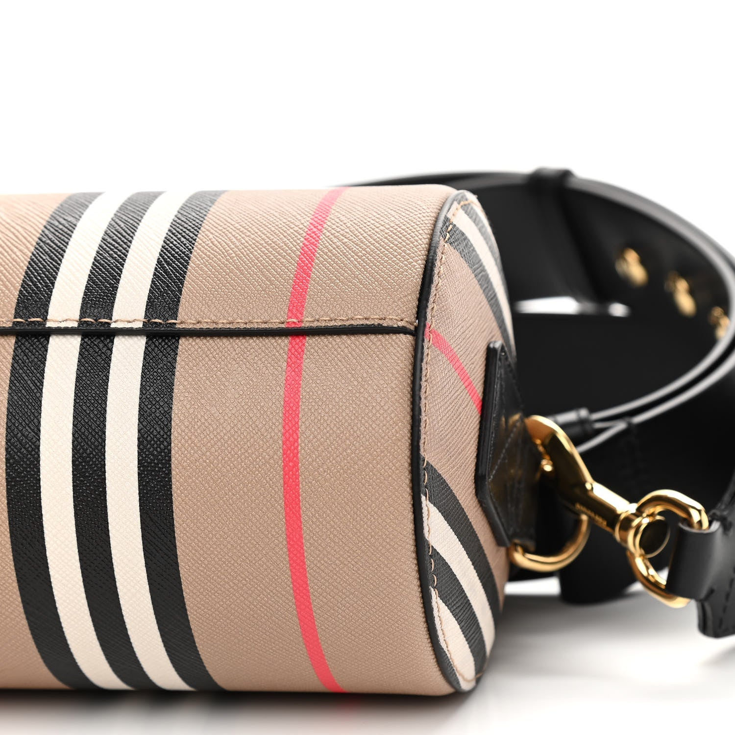 Burberry E-Canvas Calfskin Stripe Icon Barrel Bag Archive Beige 6 of 9