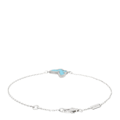 Van Cleef & Arpels 18K White Gold Turquoise Sweet Alhambra Butterfly Bracelet 2 of 5