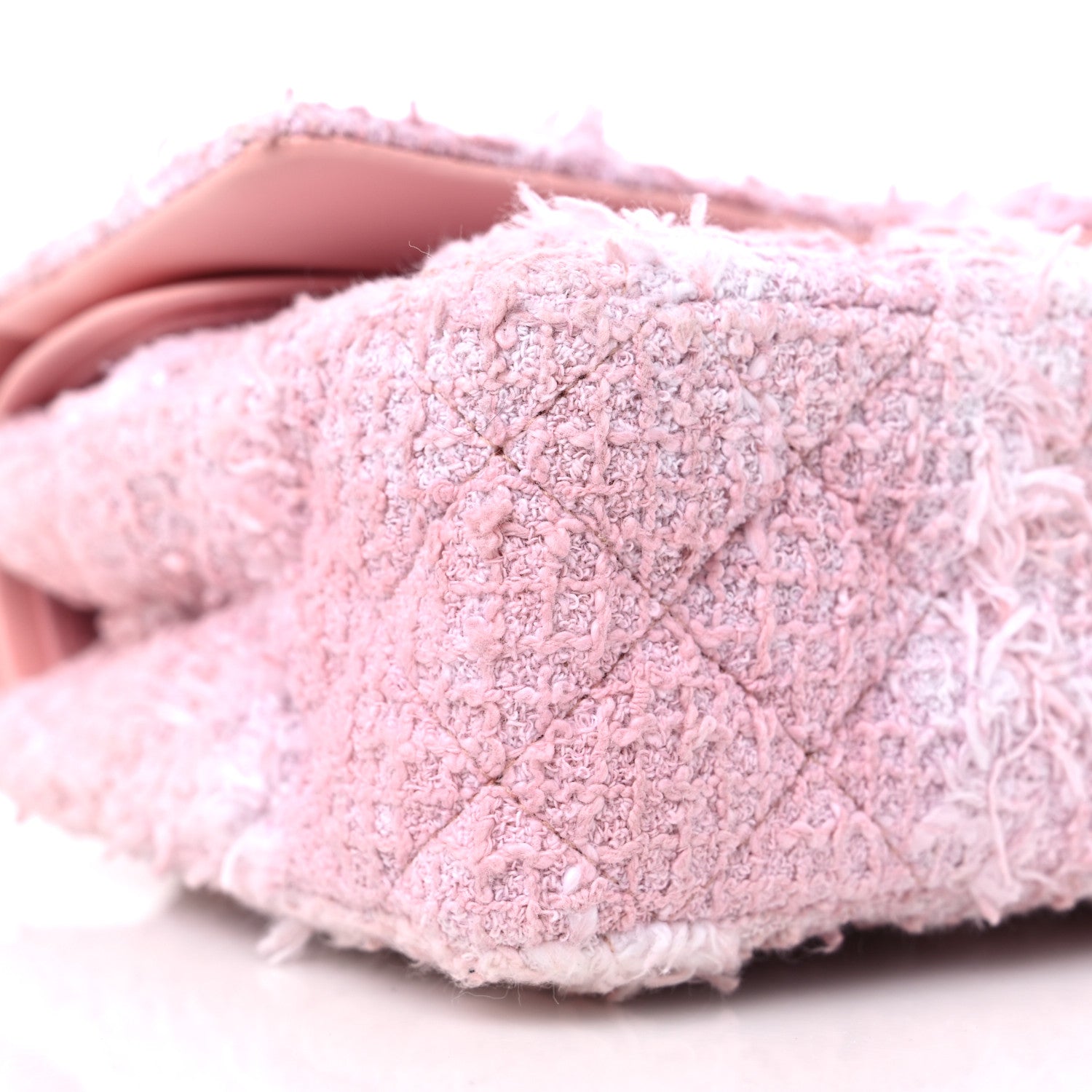 Chanel Tweed Medium Double Flap Light Pink White 8 of 10