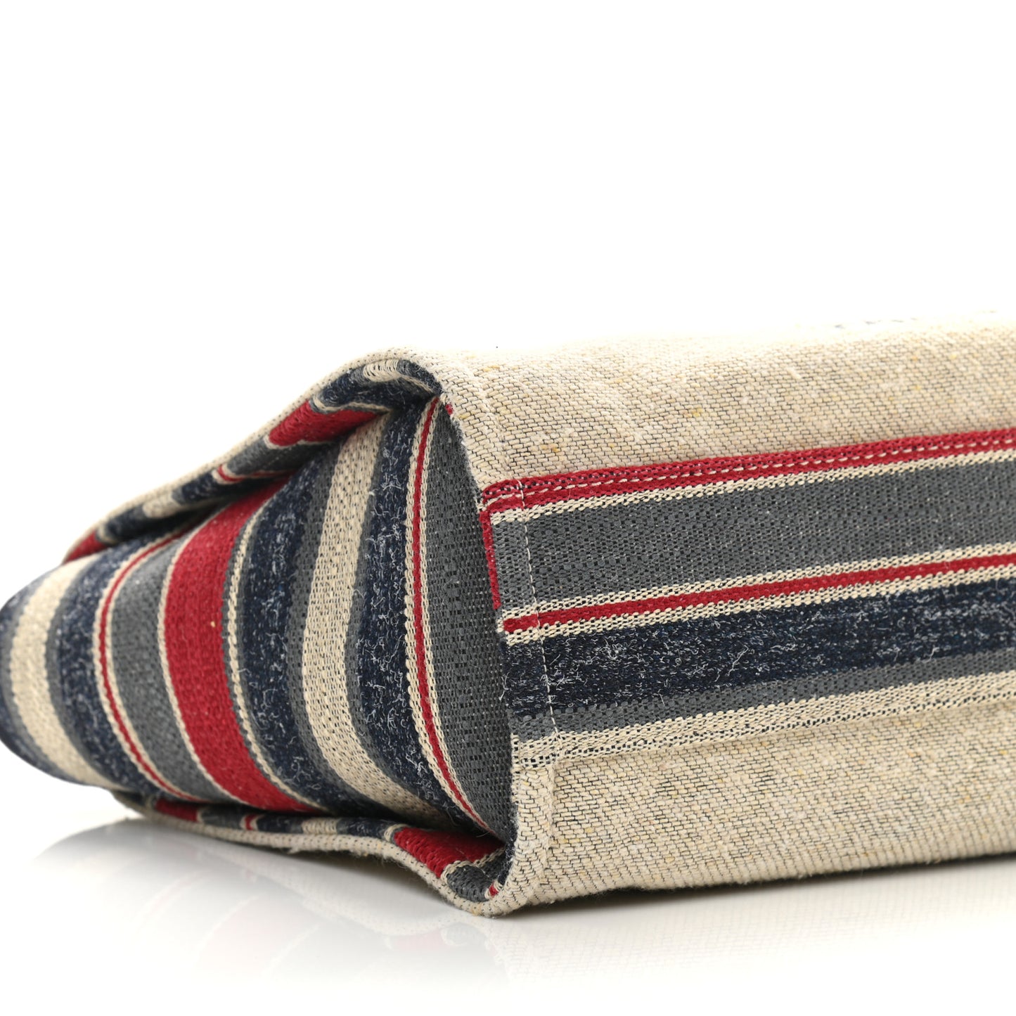 Striped Canvas Small Deauville Tote Beige