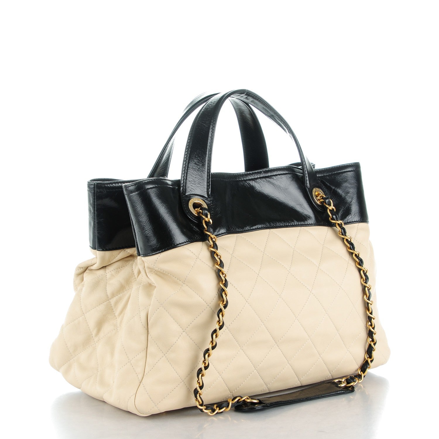 Chanel Calfskin Quilted In The Mix Shopping Tote Beige Black 3 of 8