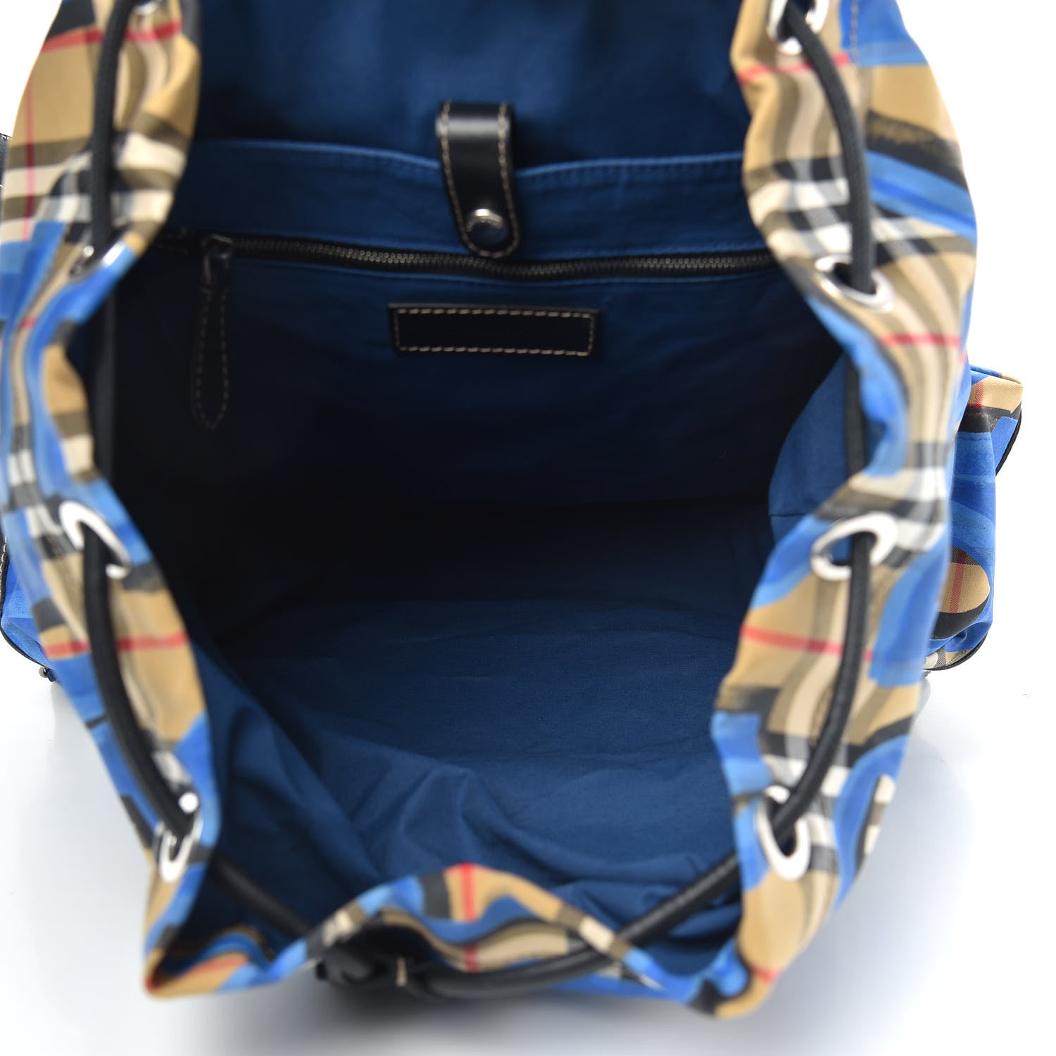 Burberry Vintage Check Graffiti Print Large Rucksack Backpack Blue Antique Yellow 5 of 10