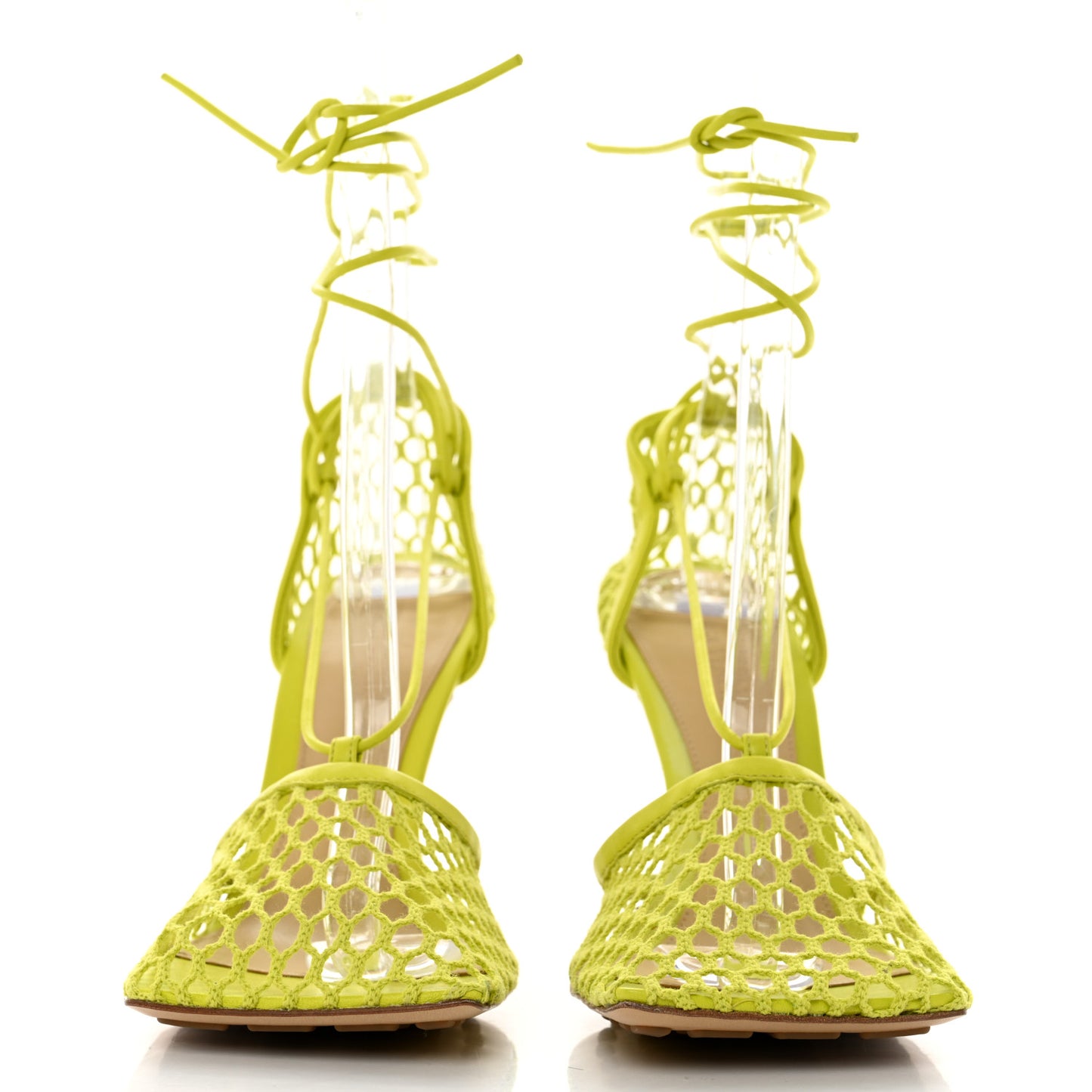 Mesh Nappa Stretch Ankle Tie Sandals 39 Kiwi