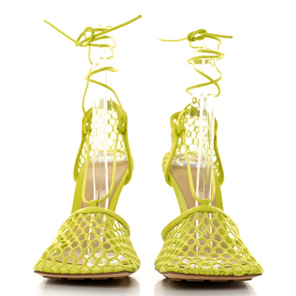 Bottega Veneta Mesh Nappa Stretch Ankle Tie Sandals 39 Kiwi 2 of 8