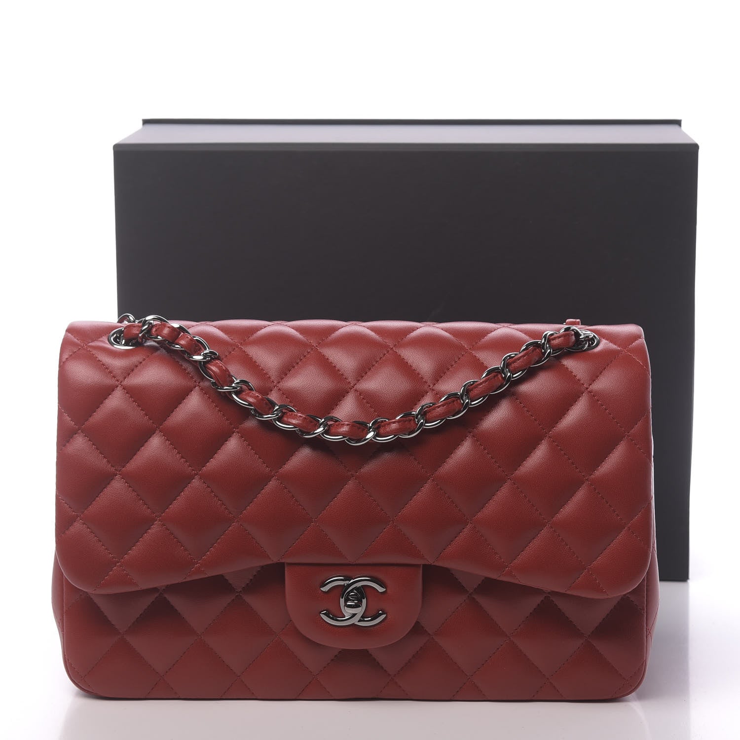 Chanel Lambskin Quilted Jumbo Double Flap Red 12 of 12