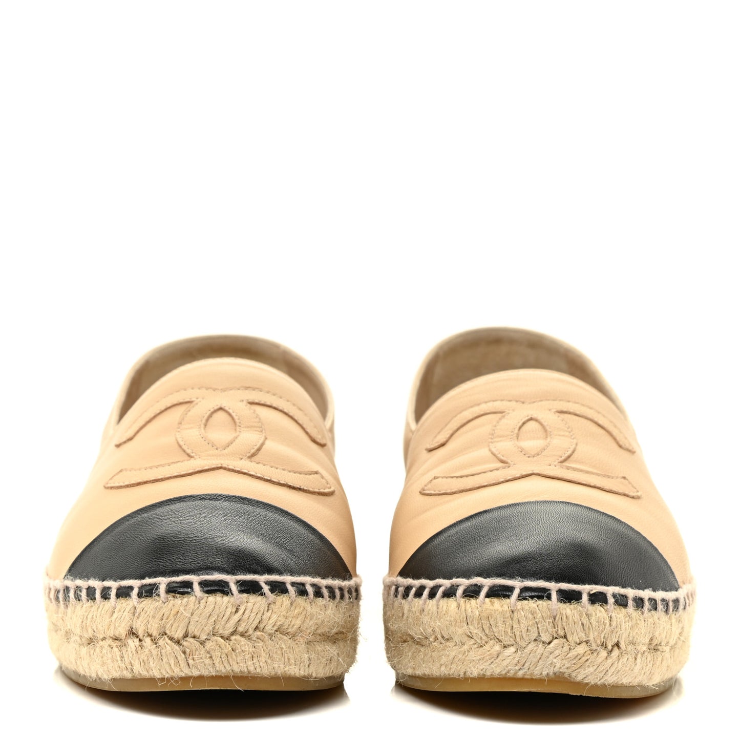 Lambskin CC Espadrilles 37 Beige Black