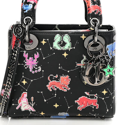 Christian Dior Calfskin Pixel Zodiac Mini Lady Dior Black Multicolor 8 of 10