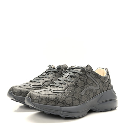 Gucci GG Supreme Monogram Apollo Calfskin Mens Rhyton Sneakers 8 Grey Black Graphite Grey 3 of 10