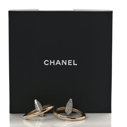 Chanel Baguette Crystal Hoop Clip On Earrings Gold 5 of 5