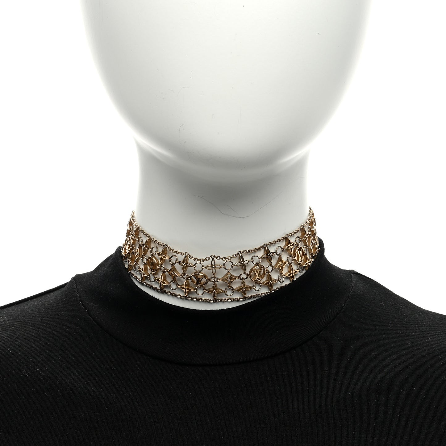 LOUIS VUITTON Filigram Choker Necklace Gold