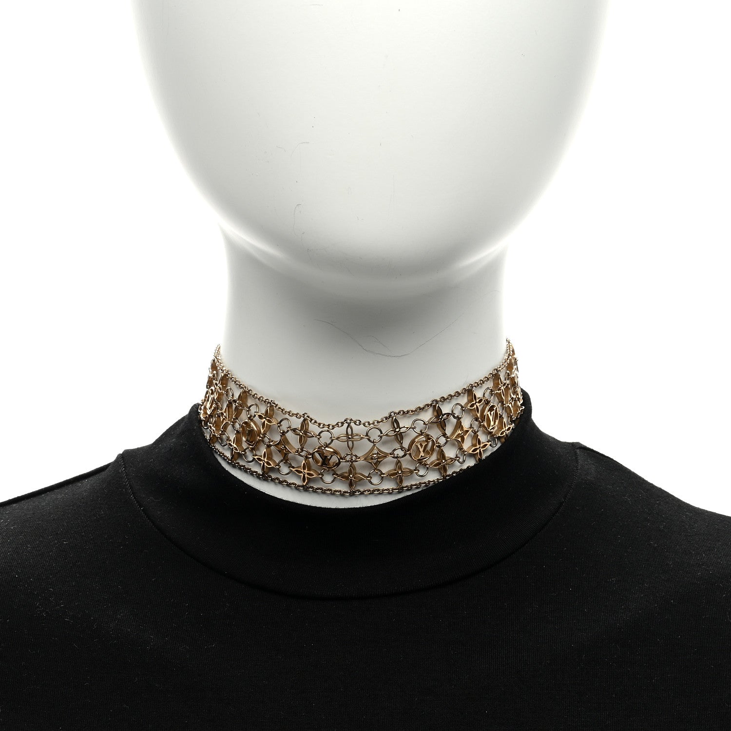 Louis Vuitton LOUIS VUITTON Filigram Choker Necklace Gold 3 of 4