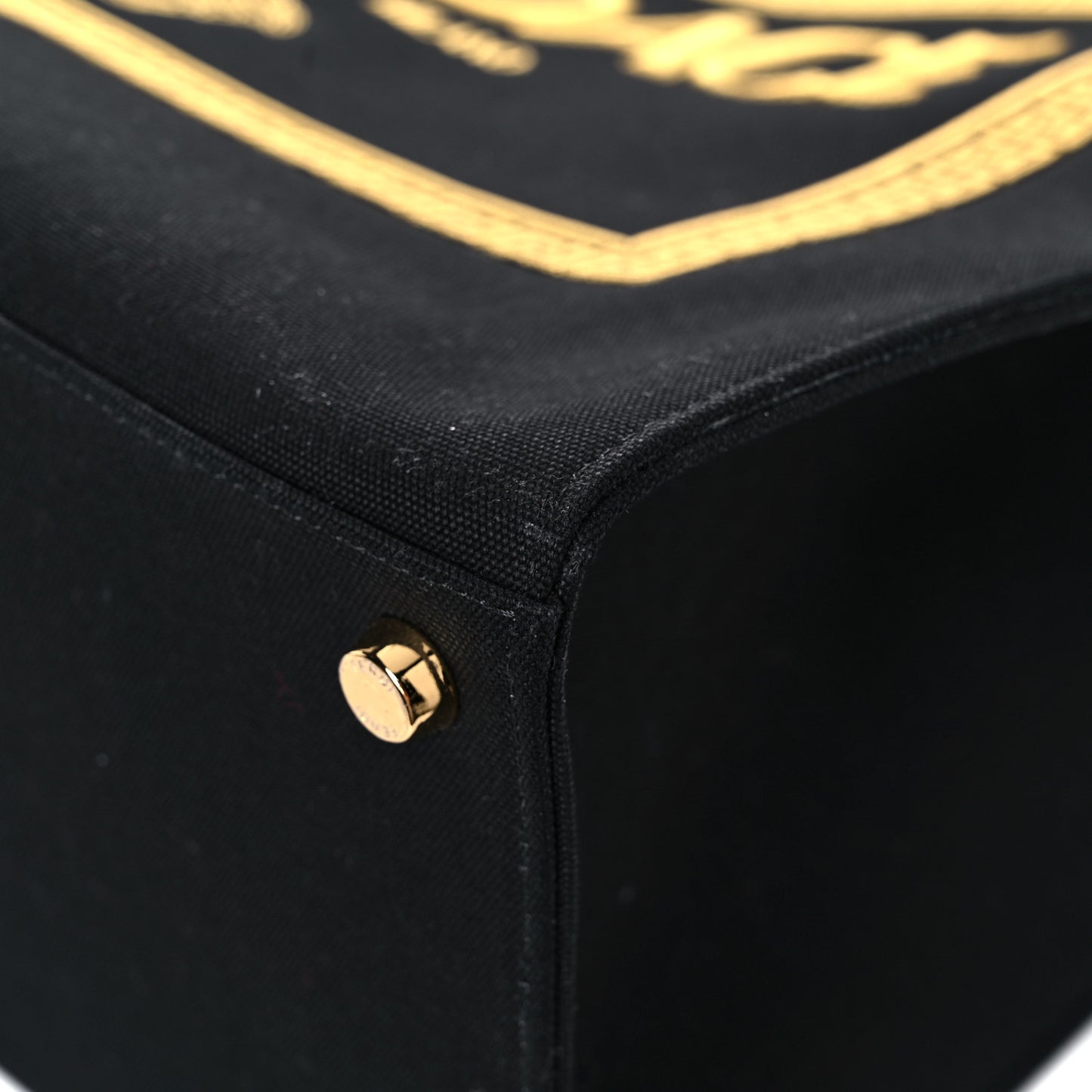 X VERSACE Canvas Fendace Logo Large Shopping Tote Black