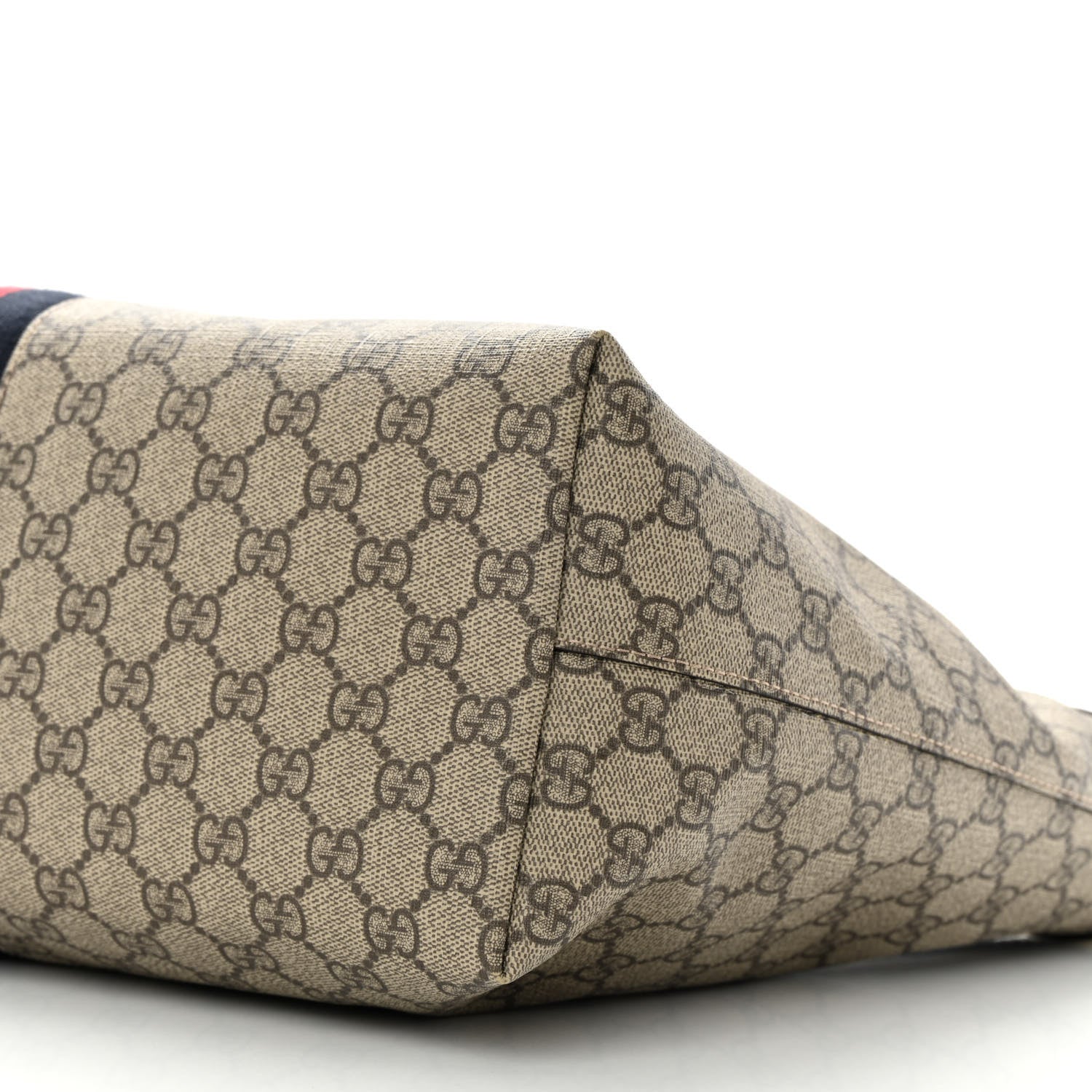 Gucci GG Supreme Monogram Textured Dollar Calfskin Web Medium Ophidia Shopping Tote Beige Ebony Mystic White 12 of 16
