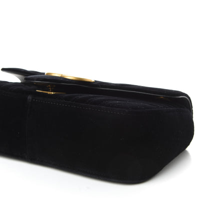 Gucci Velvet Matelasse Small GG Marmont Shoulder Bag Black 7 of 10