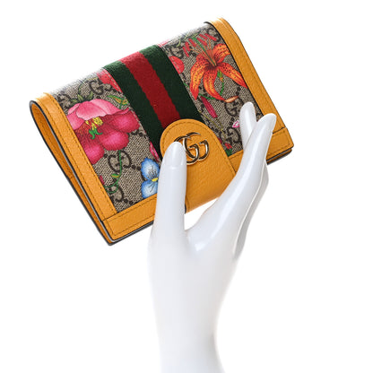 Gucci GG Supreme Monogram Flora Textured CalfskinWeb Ophidia Passport Case Beige Ebony Multicolor Crop 2 of 10