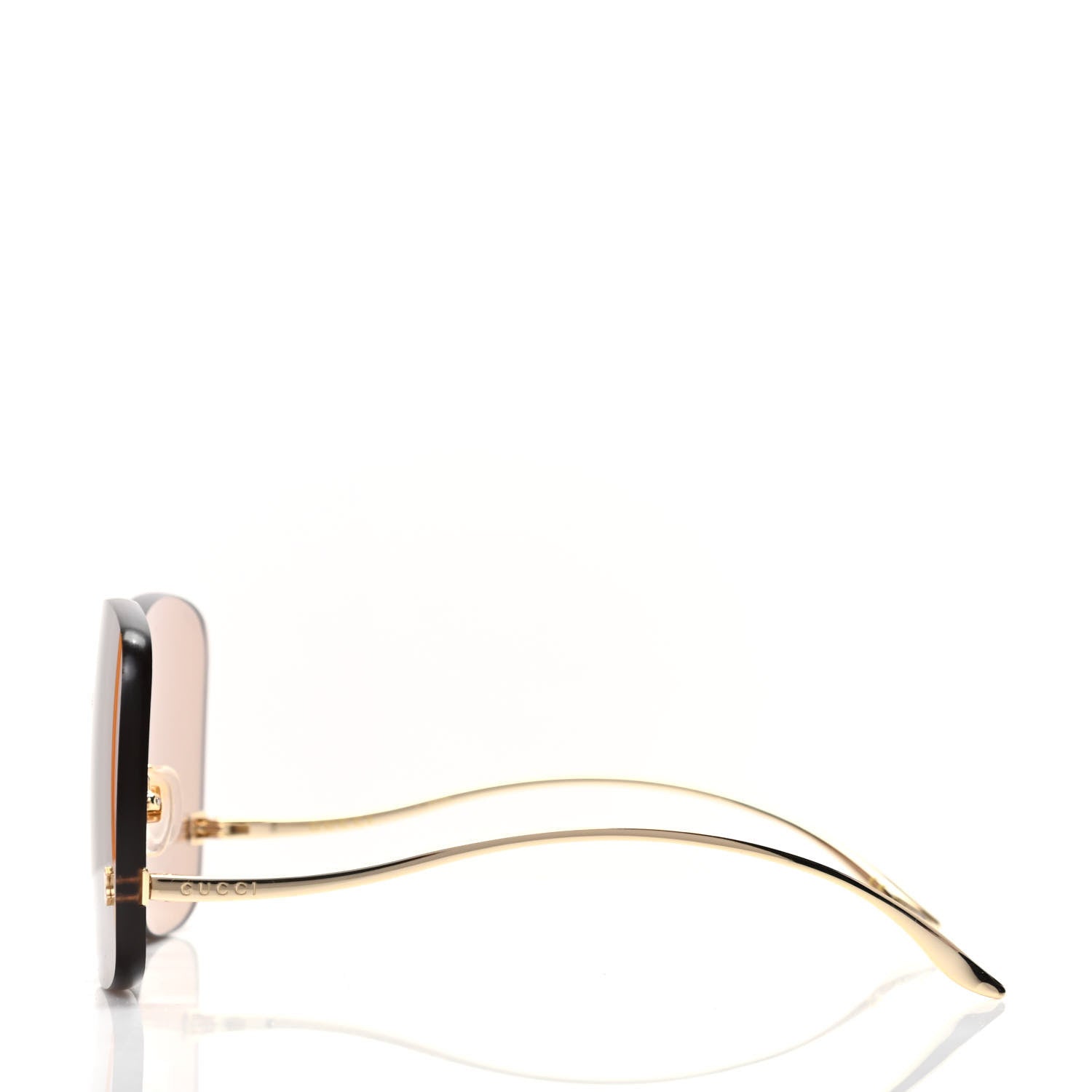 Gucci Acetate Metal Rimless Square Sunglasses GG0355S Gold 3 of 9
