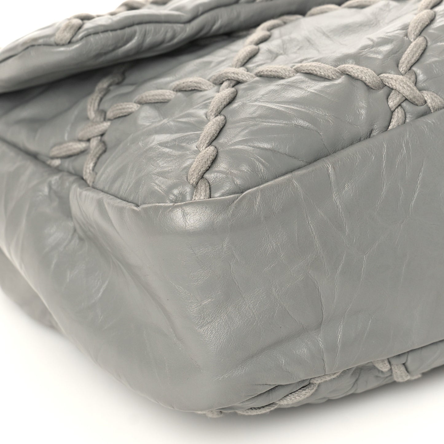 Calfskin Ultra Stitch Oversized Flap Grey