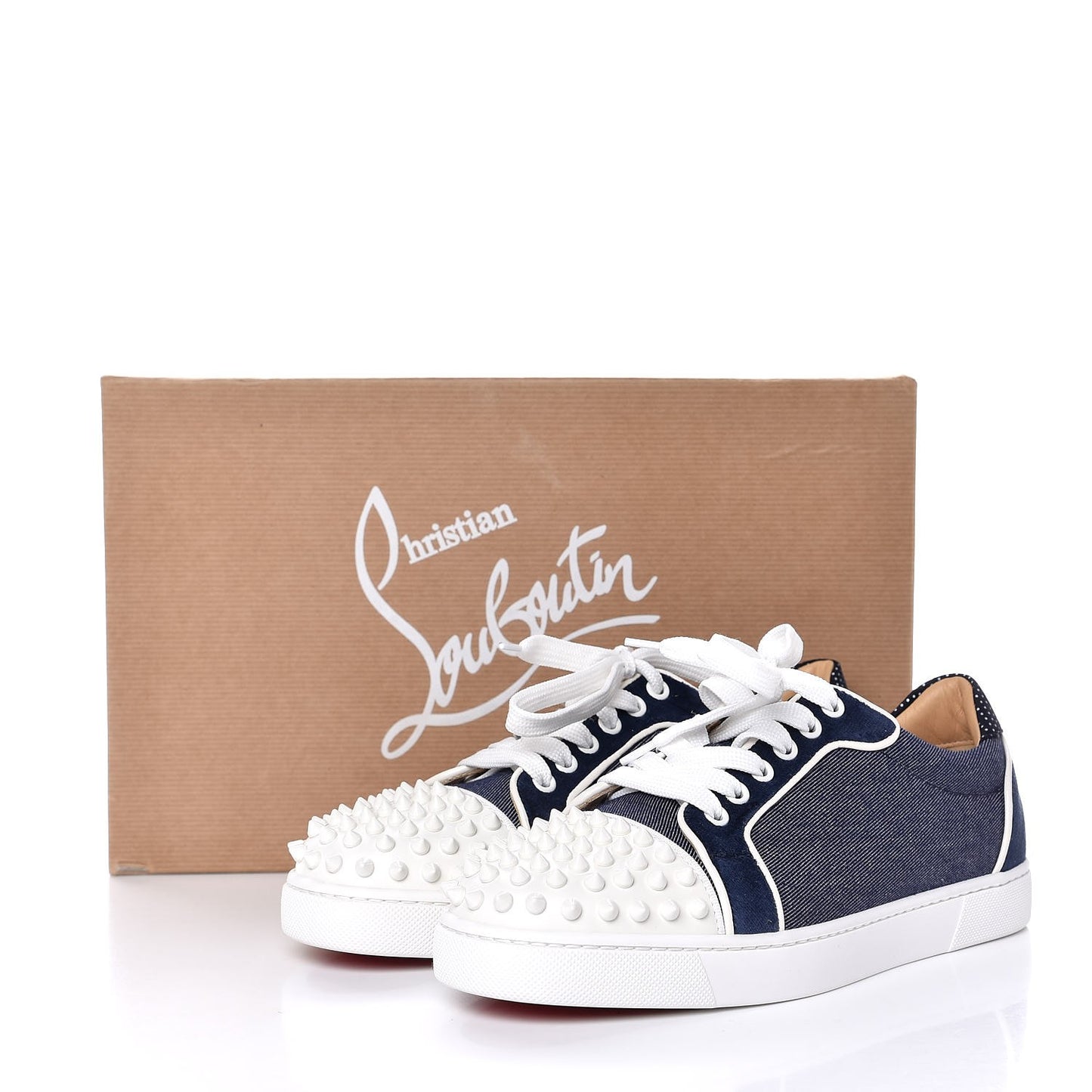 Denim Velours Spikes Vieira Flat Sneakers 38 Navy Latte