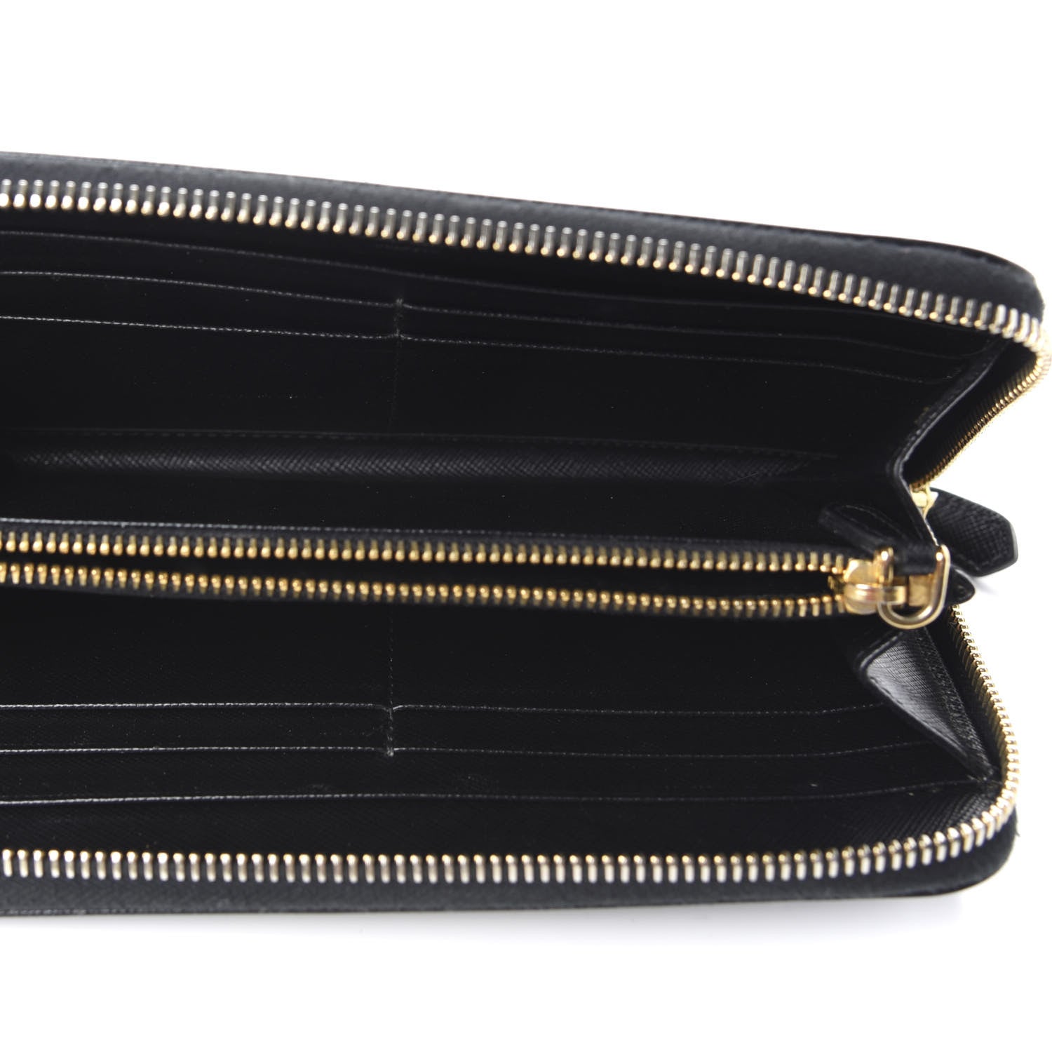 Prada Saffiano Triangle Zip Around Wallet Black 5 of 7