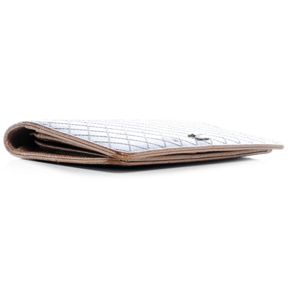 Chanel Diamond Stitched Yen Wallet Silver 4 of 9