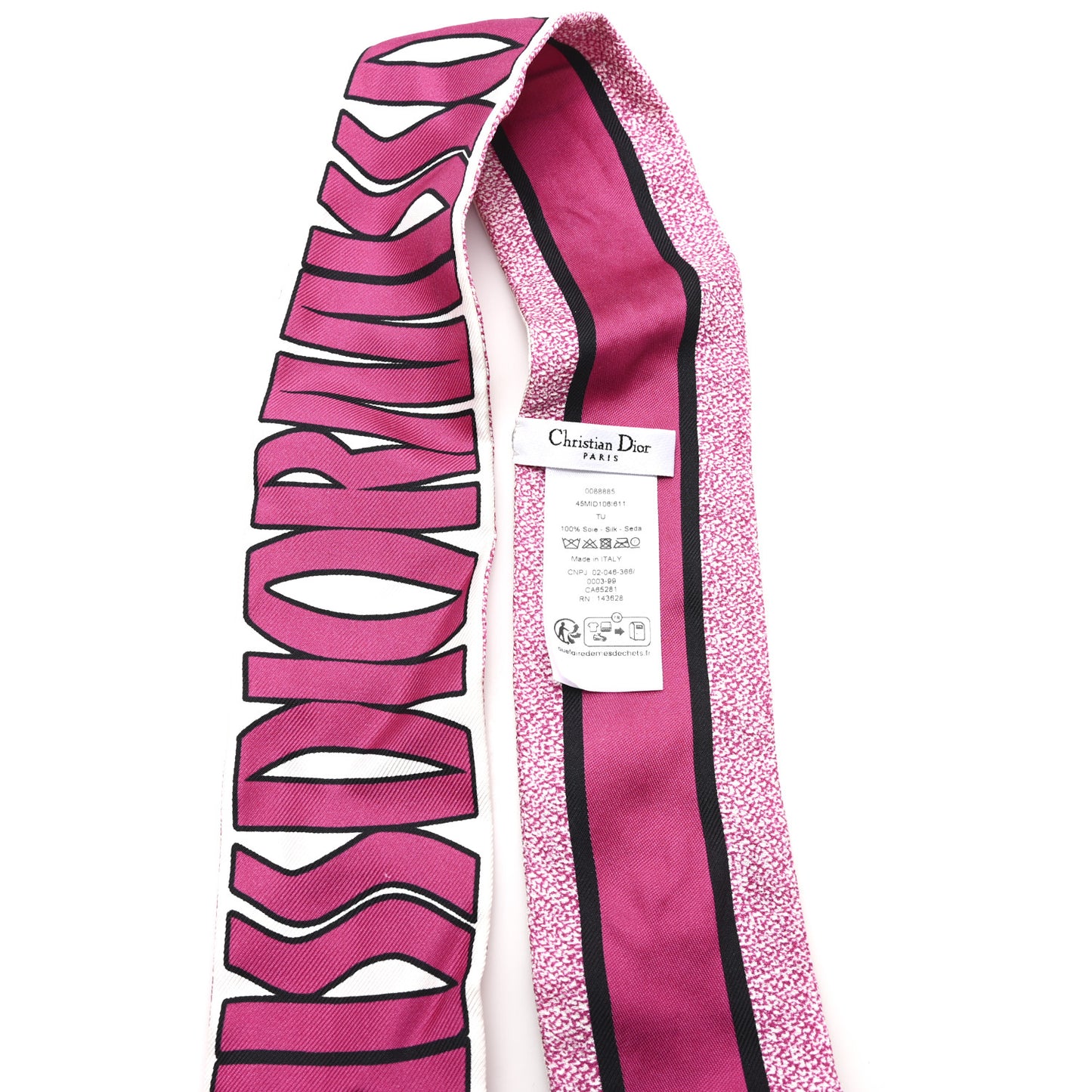 Silk Miss Dior Allover Mitzah Scarf White Fuchsia