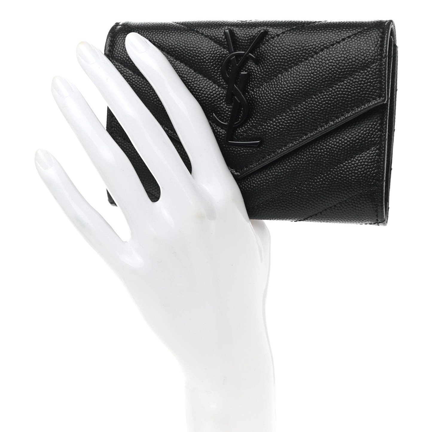 Grain De Poudre Matelasse Chevron Small Monochrome Monogram Envelope Wallet Black