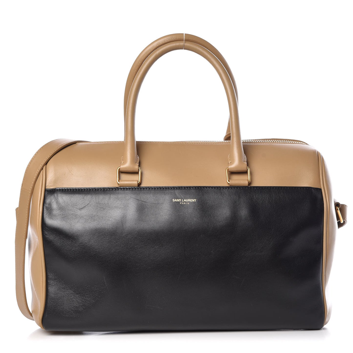 Smooth Calfskin Bi-Color Duffle 6 Beige Black